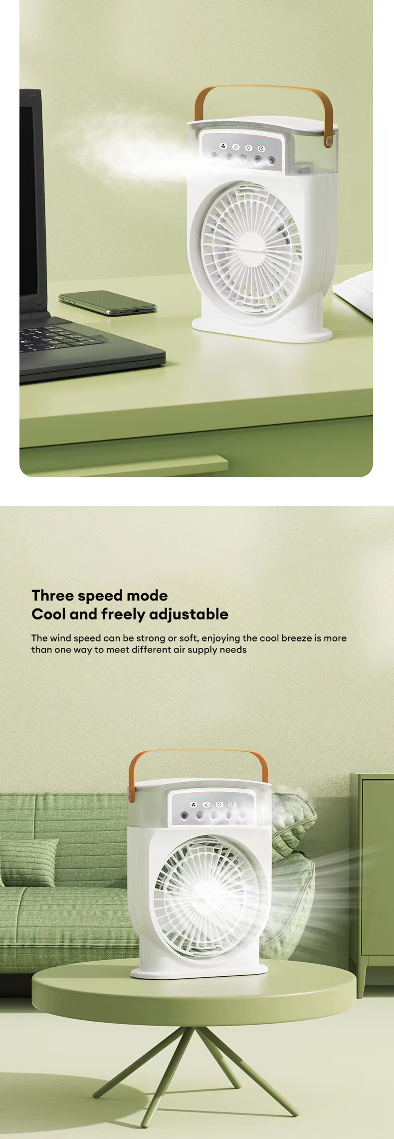 Portable Air Conditioner Fan, Mini Evaporative Air Cooler with 7 Colors LED Light