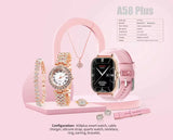 A58 Plus 6 IN 1 Unisex Smartwatch Gift Sets with Women Jewelry Suits
