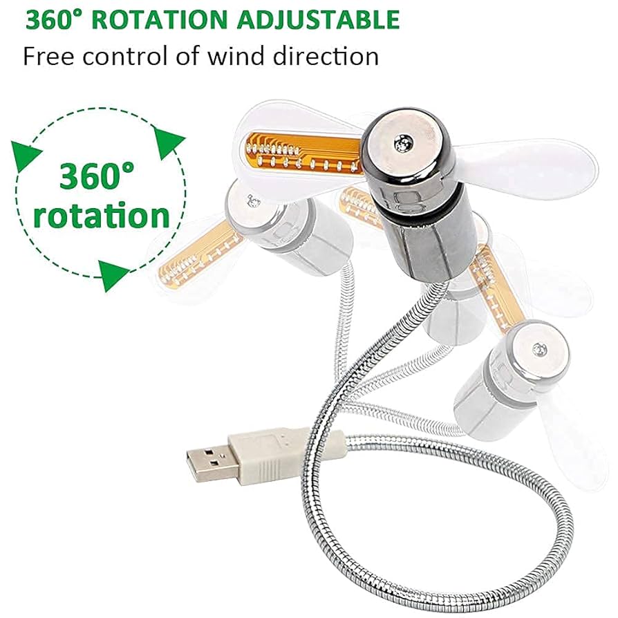 2-in-1 USB Fan & Clock with LED Lights