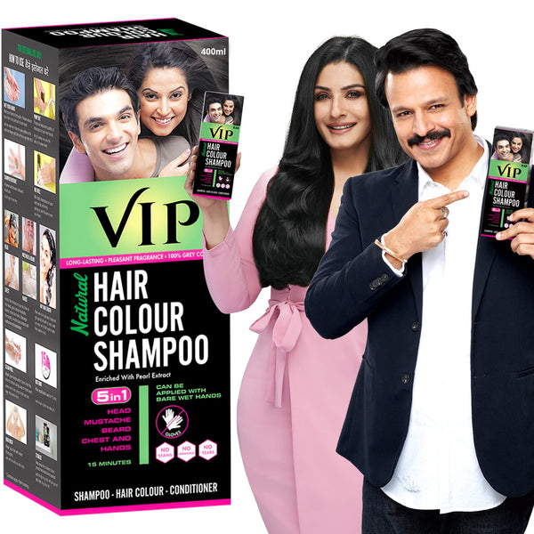 VIP 5 in 1 Hair Colour Shampoo Black Hair Colour 180ml