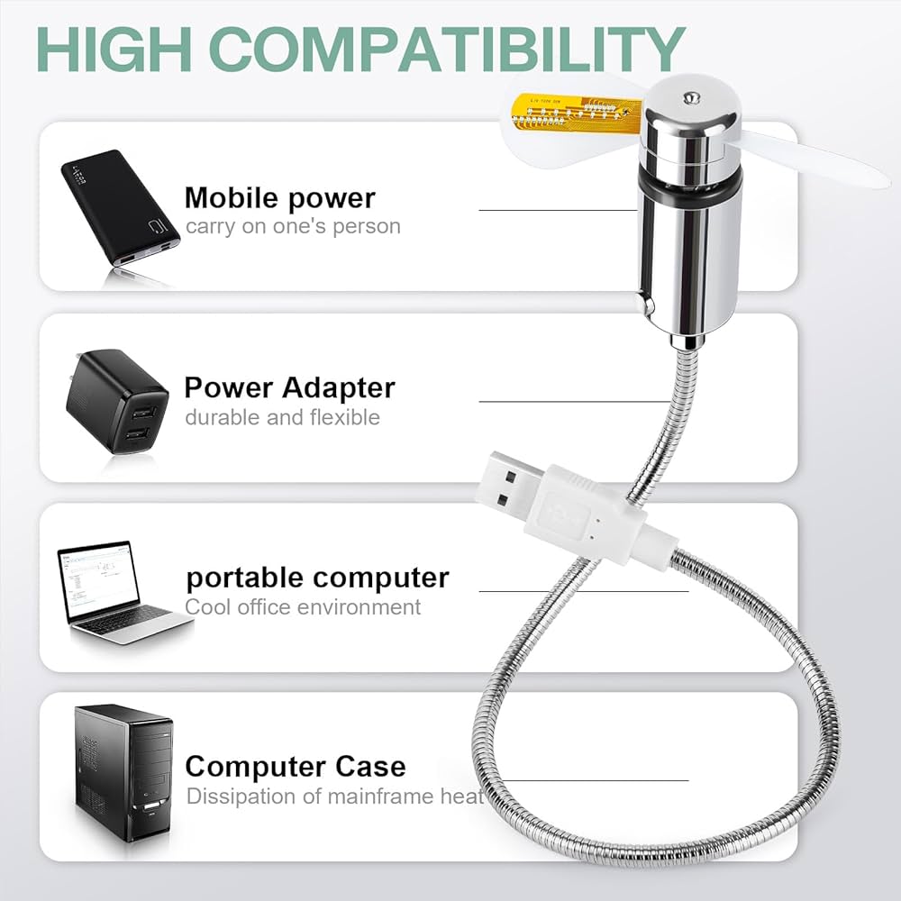 2-in-1 USB Fan & Clock with LED Lights