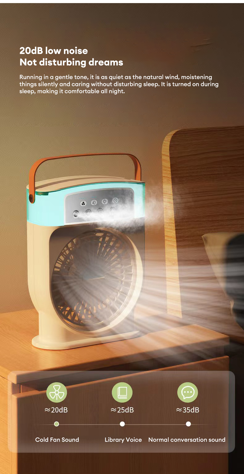 Portable Air Conditioner Fan, Mini Evaporative Air Cooler with 7 Colors LED Light