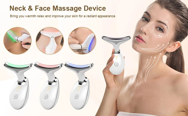 Facial Microcurrent EMS Neck Face Lifting Massager Neck Face Beauty Skin Tighten Device LED Photon Therapy Anti Wrinkle Remover