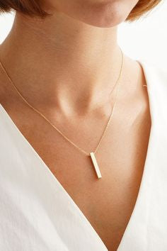 3D Bar Necklace in 18k Gold Plating