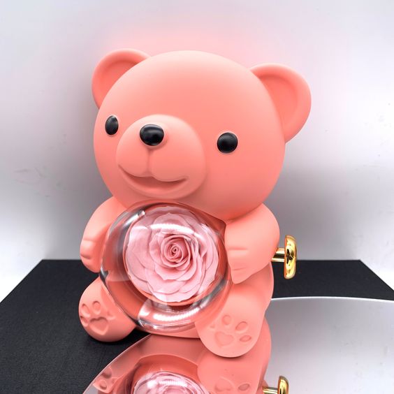 Exquisite Teddy Bear Gift Box with Eternal Rose & Custom Jewelry