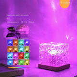 Dynamic Rotating Water Ripple Projector Night Light 3/16 Colors Flame Crystal Lamp