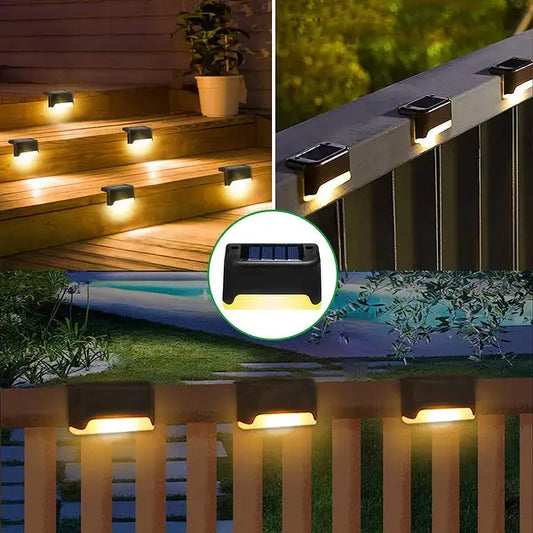 4PCS LED Solar Deck Lights - for Outdoor & Railing Steps Waterproof Solar Step Lights