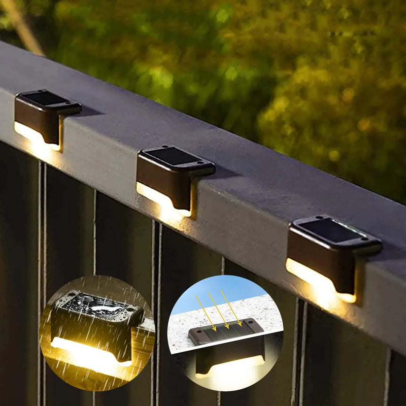 4PCS LED Solar Deck Lights - for Outdoor & Railing Steps Waterproof Solar Step Lights