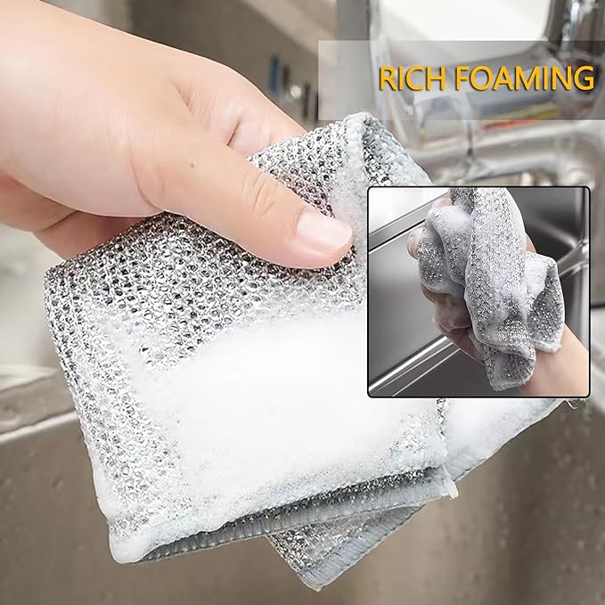 Pack of 8 Multipurpose Wire Dishwashing Rags For Wet And Dry Reuseable