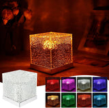 Dynamic Rotating Water Ripple Projector Night Light 3/16 Colors Flame Crystal Lamp