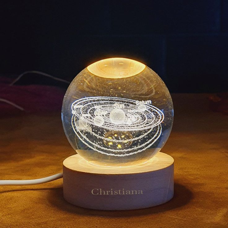 3D Crystal Ball Night Light Glowing Planet Galaxy Table Lamp USB (Different Designs)