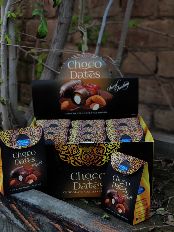 Dilicia Choco Dates - 12 Pack | Premium Chocolate-Covered Dates with Almonds