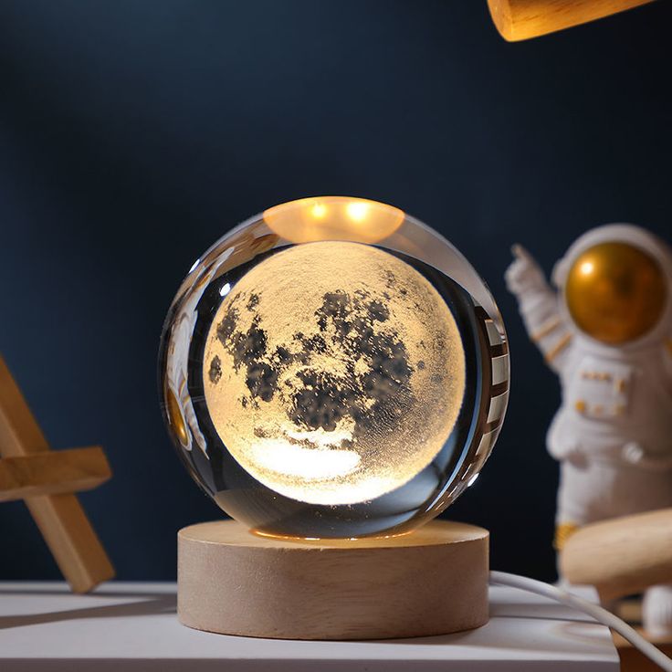 3D Crystal Ball Night Light Glowing Planet Galaxy Table Lamp USB (Different Designs)