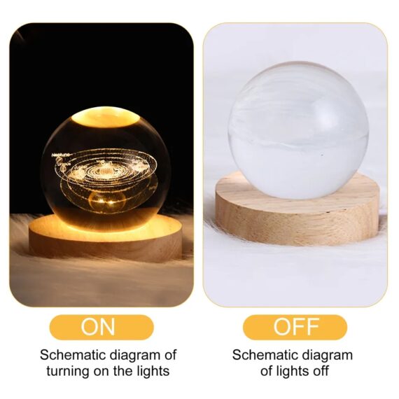 3D Crystal Ball Night Light Glowing Planet Galaxy Table Lamp USB (Different Designs)