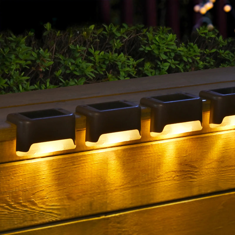 4PCS LED Solar Deck Lights - for Outdoor & Railing Steps Waterproof Solar Step Lights