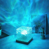 Dynamic Rotating Water Ripple Projector Night Light 3/16 Colors Flame Crystal Lamp