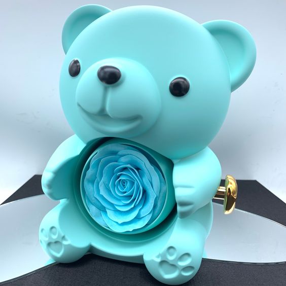 Exquisite Teddy Bear Gift Box with Eternal Rose & Custom Jewelry