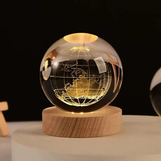 3D Crystal Ball Night Light Glowing Planet Galaxy Table Lamp USB (Different Designs)