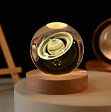 3D Crystal Ball Night Light Glowing Planet Galaxy Table Lamp USB (Different Designs)